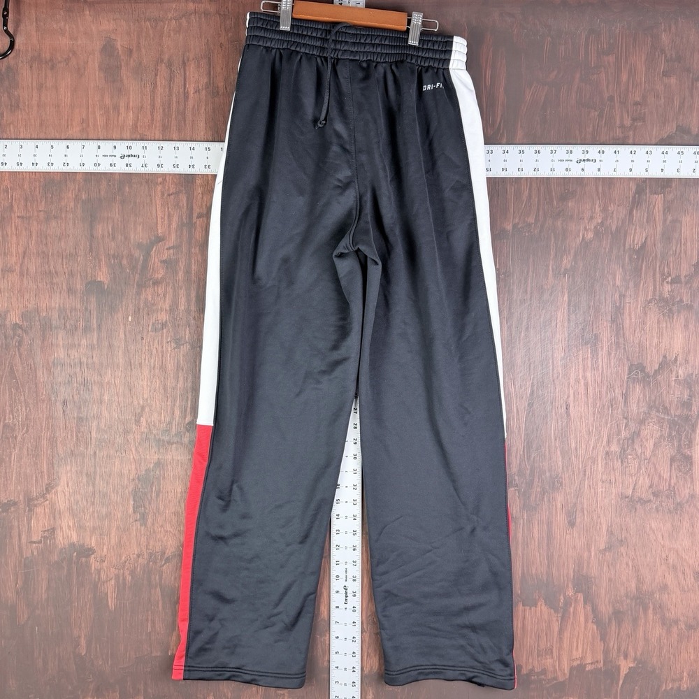 Nike Pants Swoosh Dri Fit Stretch Drawstring Zipped Ankle Black Red Men's Medium - Picture 6 of 11